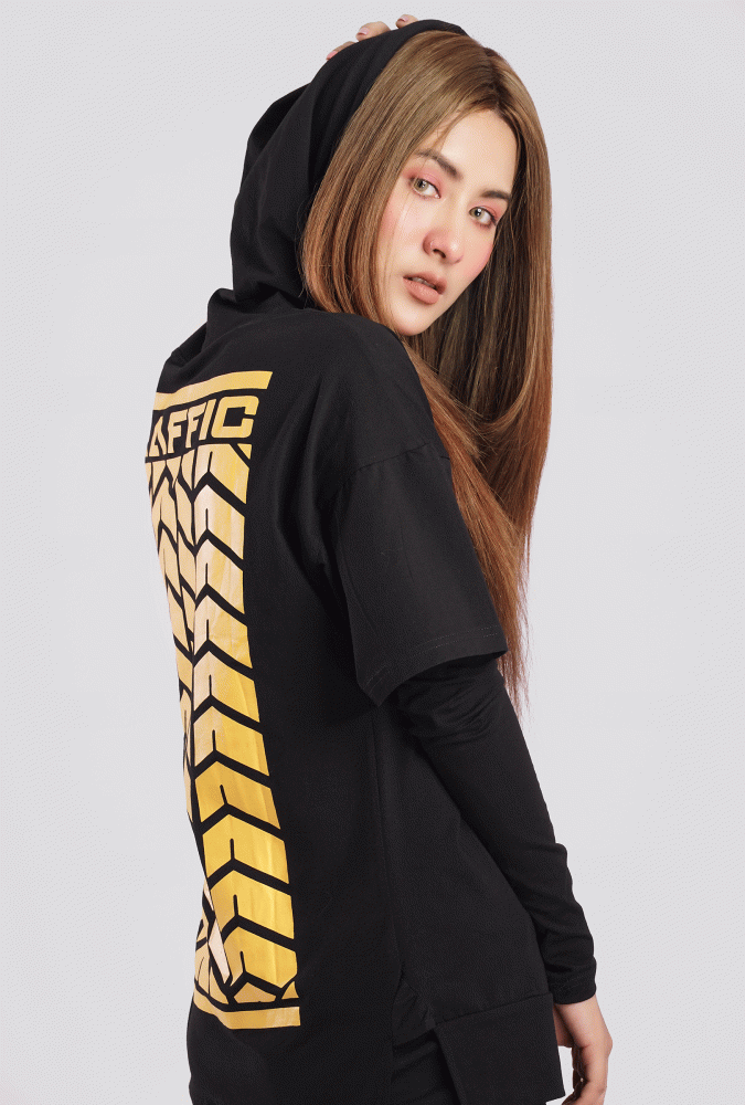 YGN TRAFFIC TYRE Design Hoodie Black&Yellow(Girl)